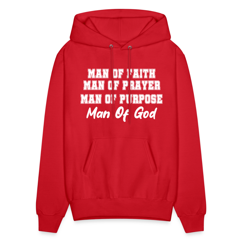 Man of Faith. Man of Prayer. Man of Purpose. Man of God Hoodie - red
