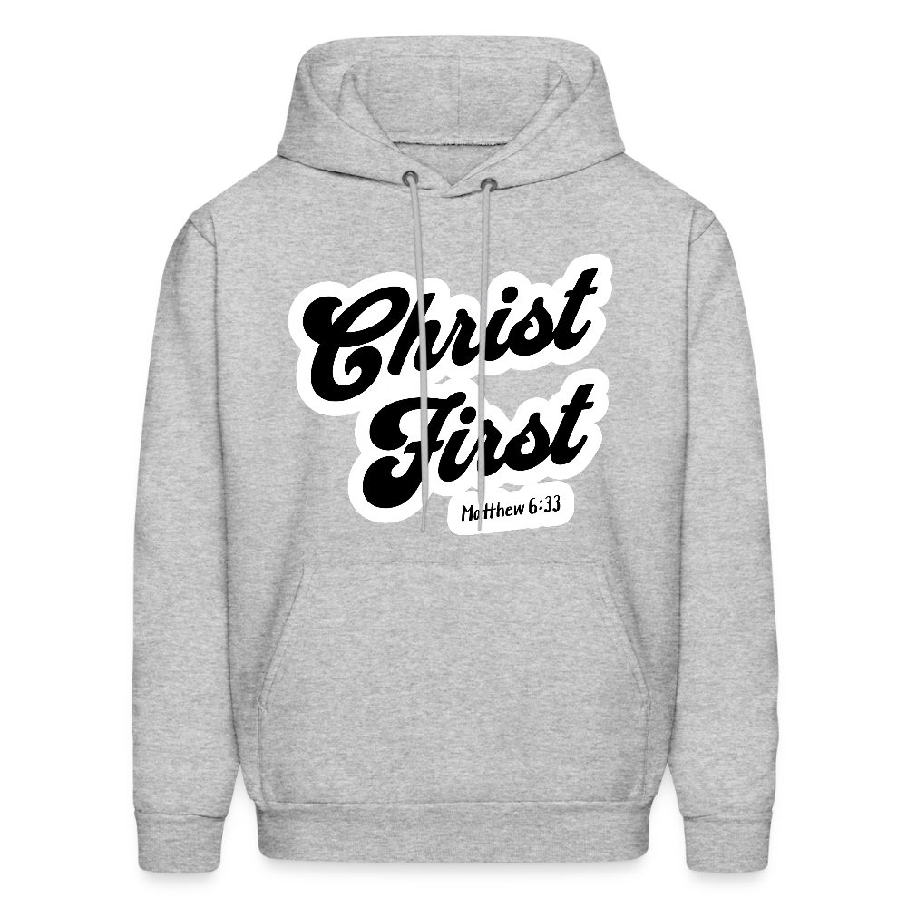 Christ First Hoodie - heather gray