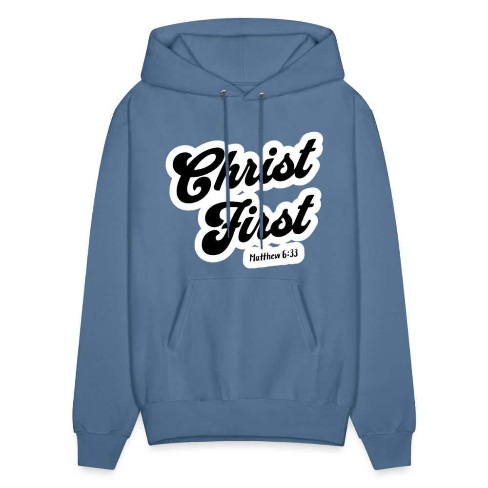 Christ First Hoodie - denim blue