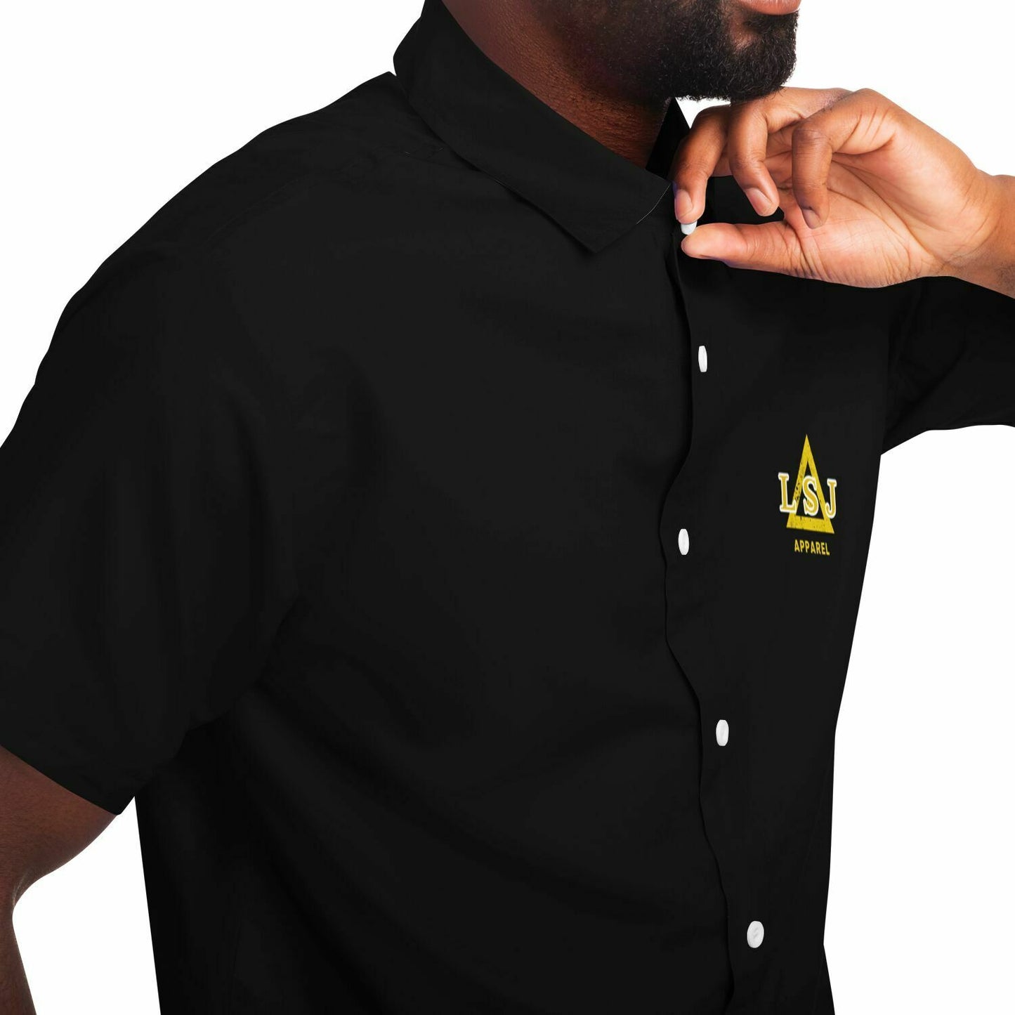 LSJ Black Short Sleeve Button Down Shirt