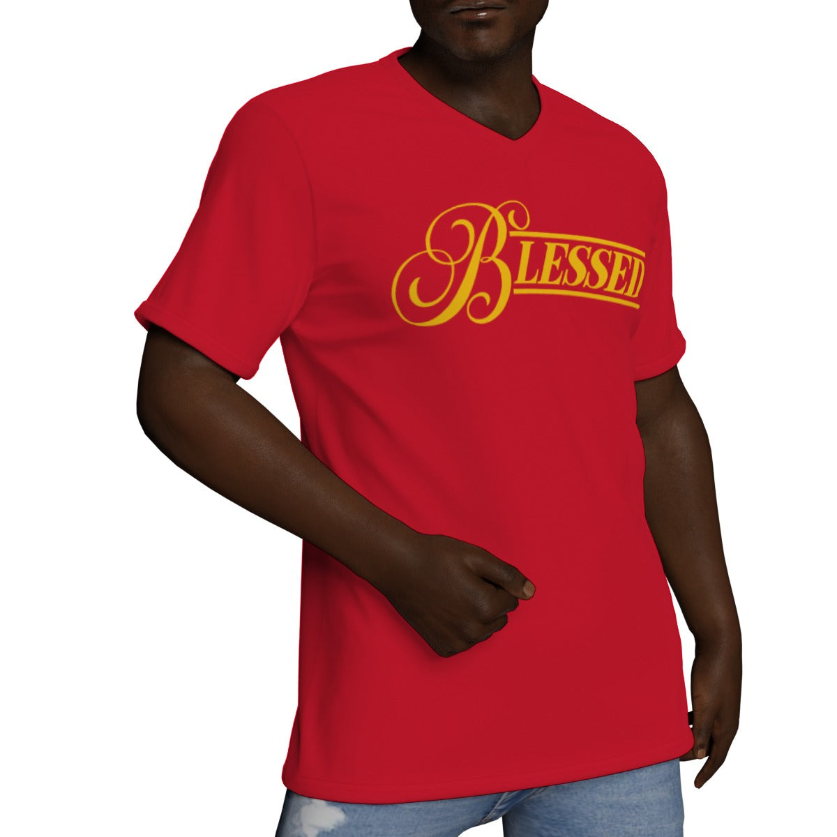 Blessed Premium V-Neck T-Shirt (Red)