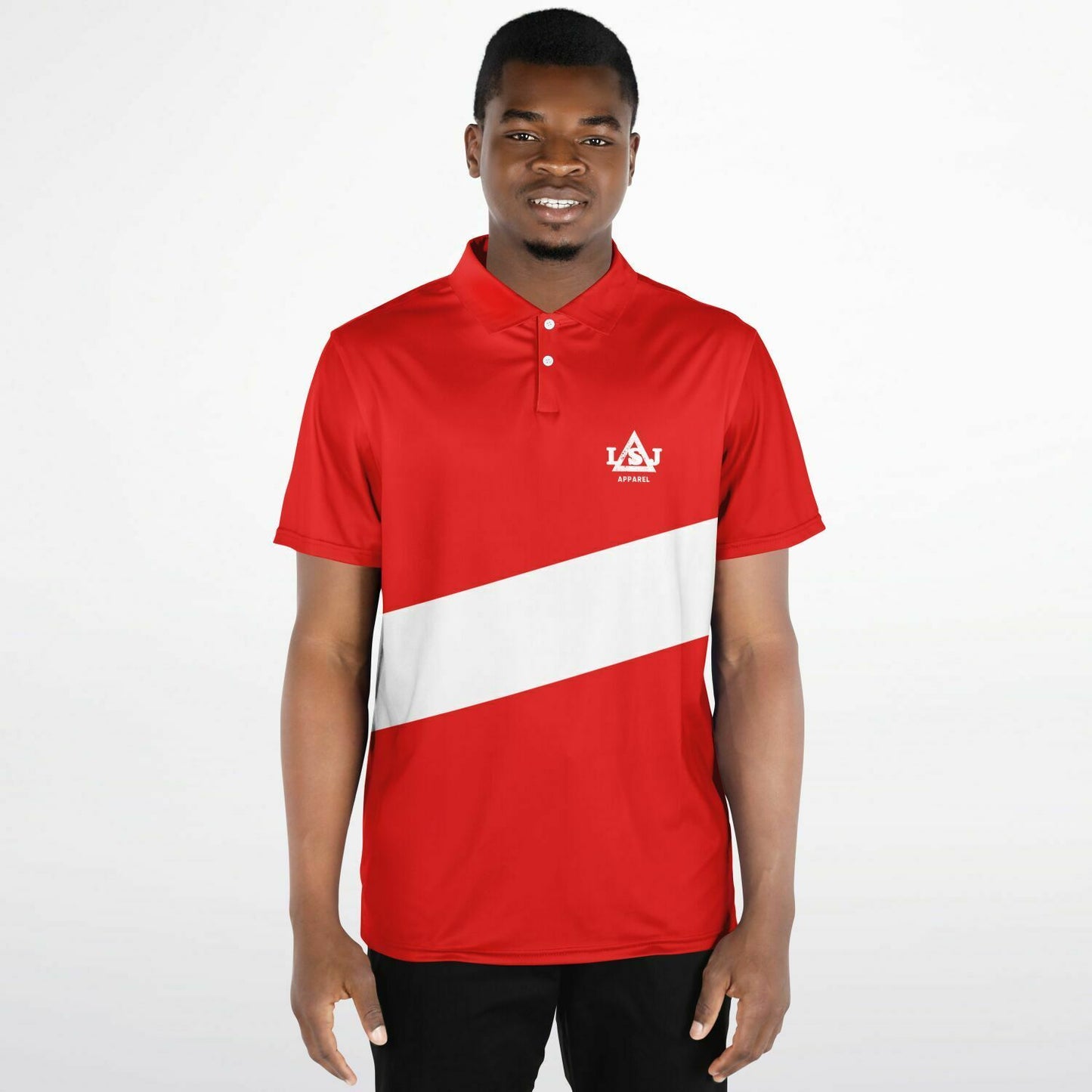 LSJ Red & White Men's Polo Shirt