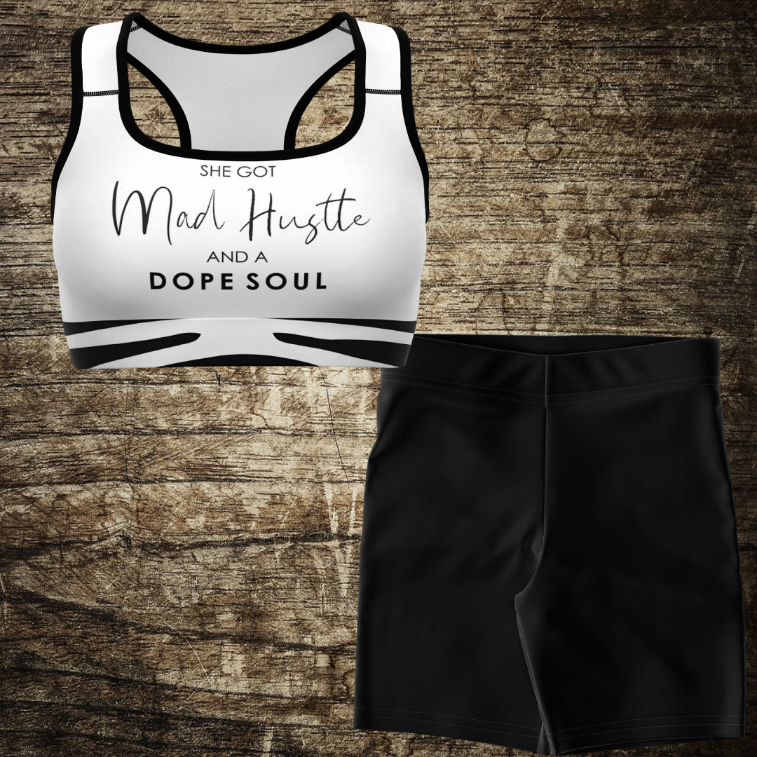 She Got Mad Hustle & A Dope Soul Sports Bra & Legging Short Set