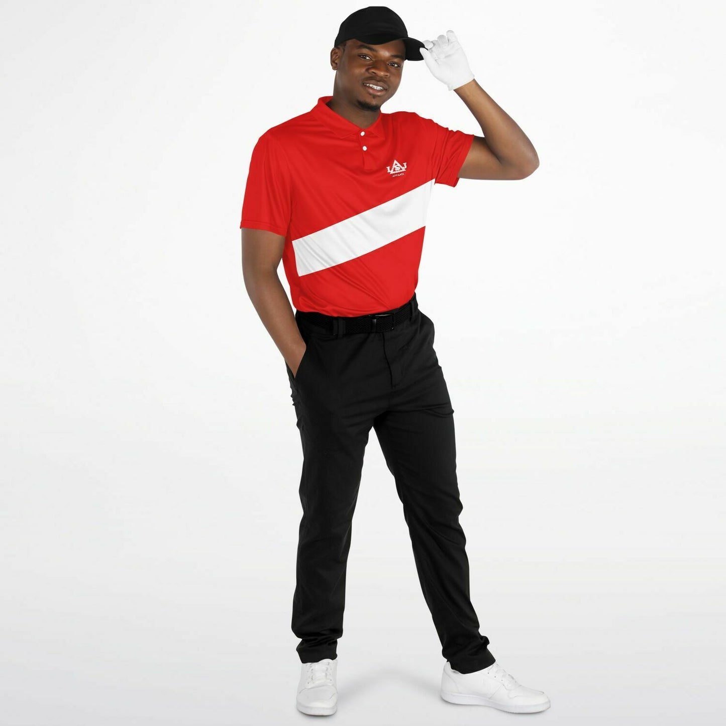 LSJ Red & White Men's Polo Shirt