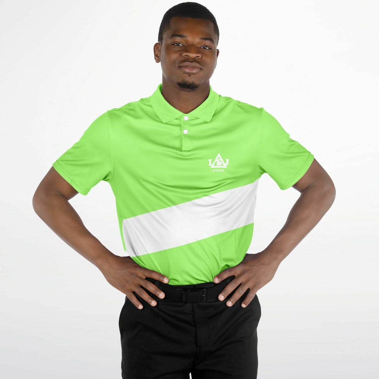 LSJ Mint Green & White Men's Polo Shirt