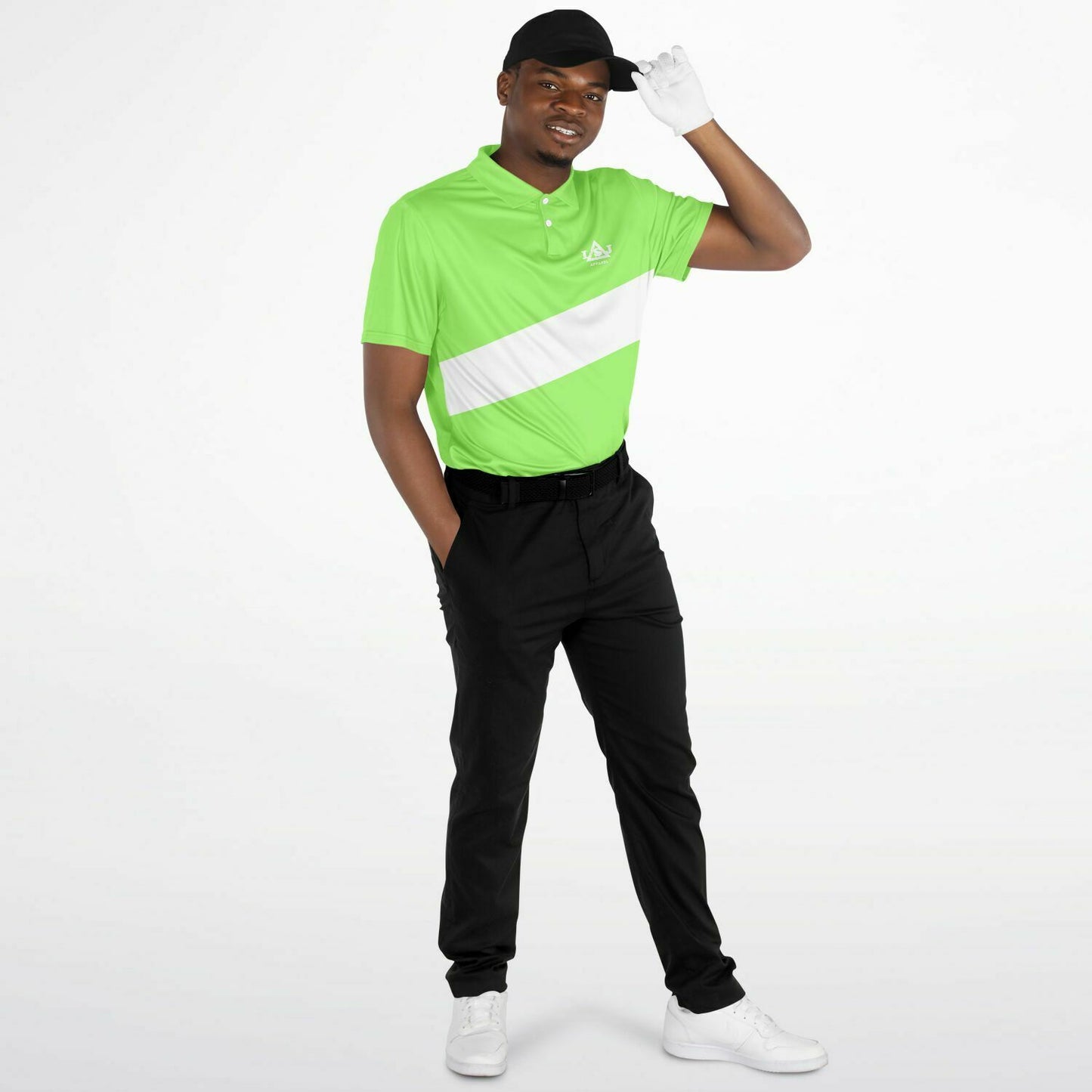 LSJ Mint Green & White Men's Polo Shirt