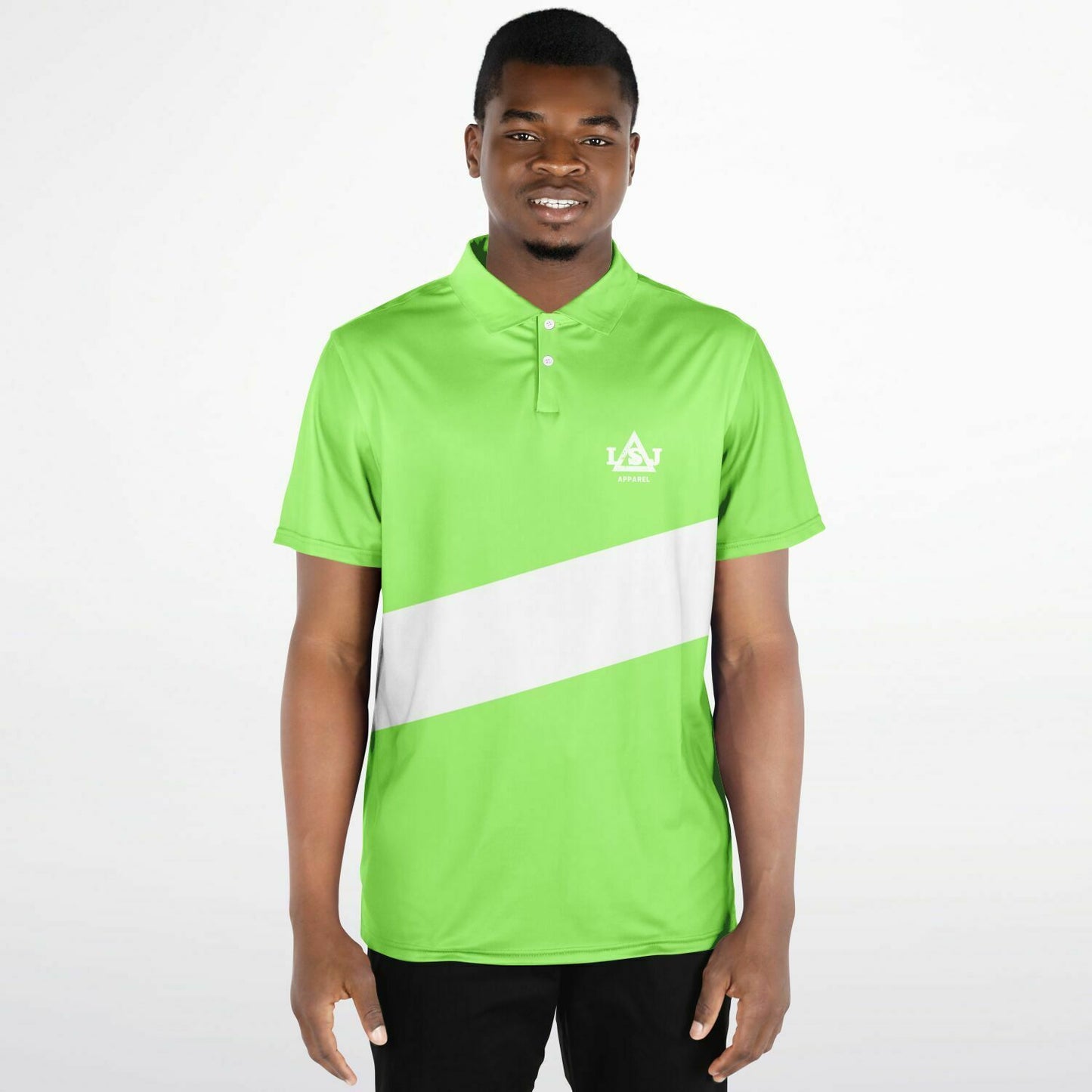 LSJ Mint Green & White Men's Polo Shirt