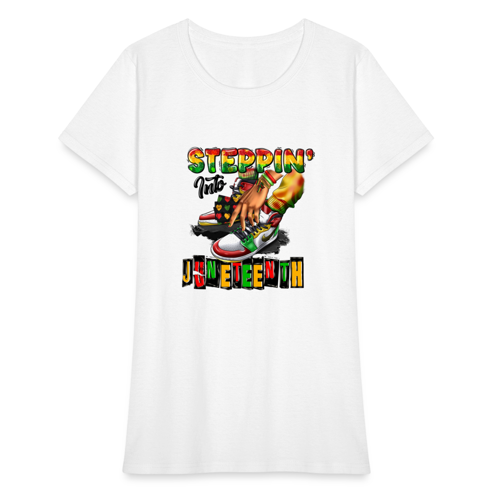 Stepping Into Juneteenth Ladies T-Shirt - white