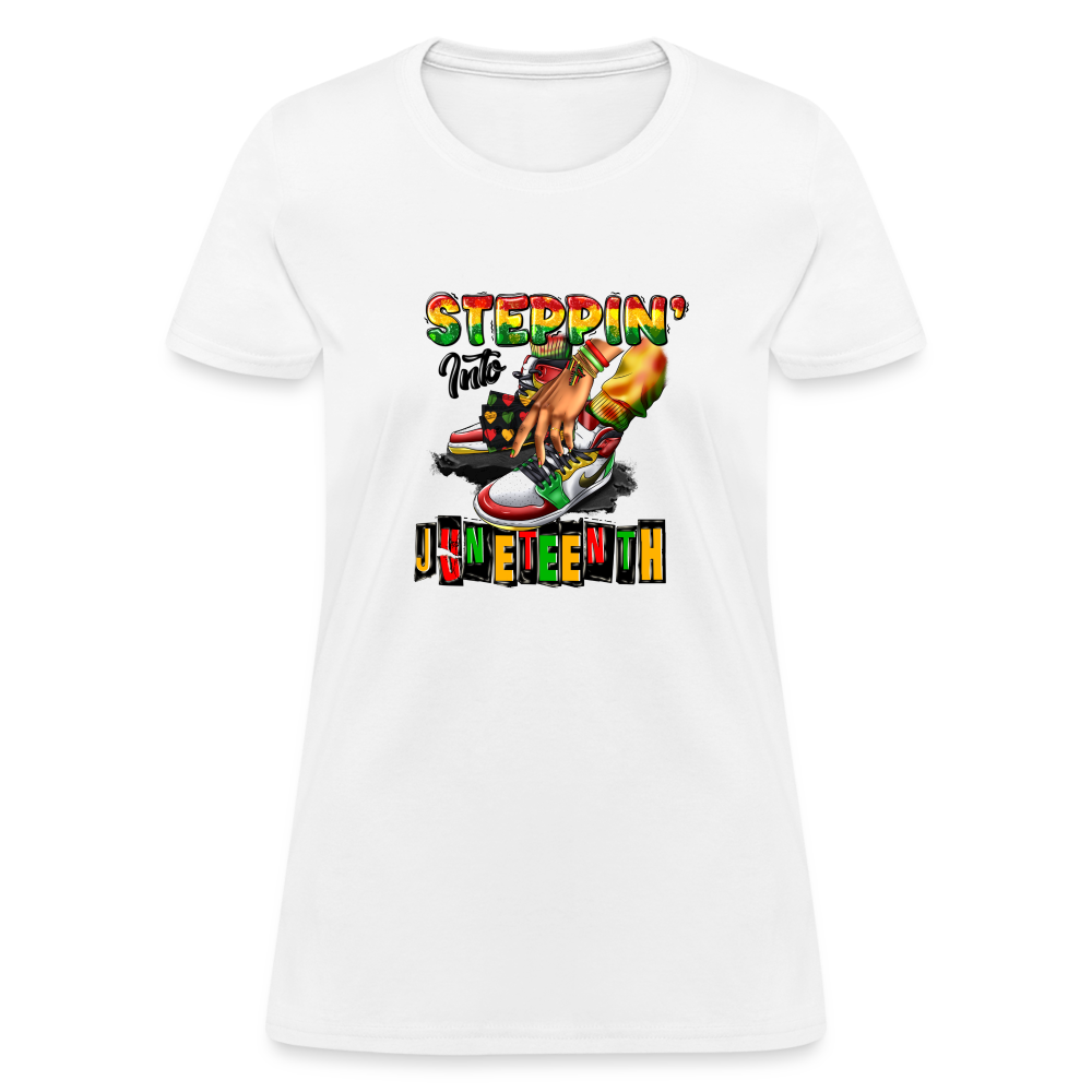 Stepping Into Juneteenth Ladies T-Shirt - white