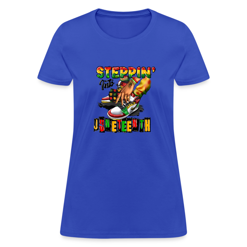 Stepping Into Juneteenth Ladies T-Shirt - royal blue