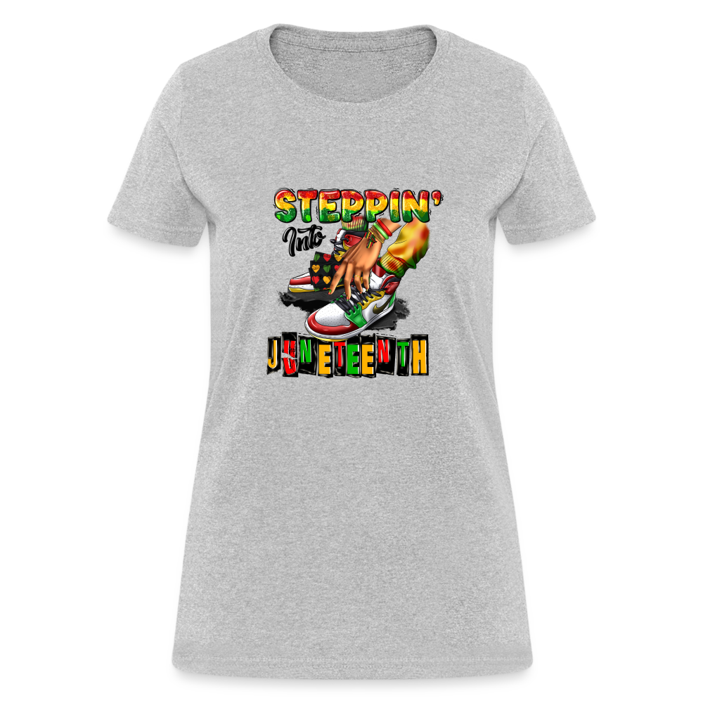 Stepping Into Juneteenth Ladies T-Shirt - heather gray