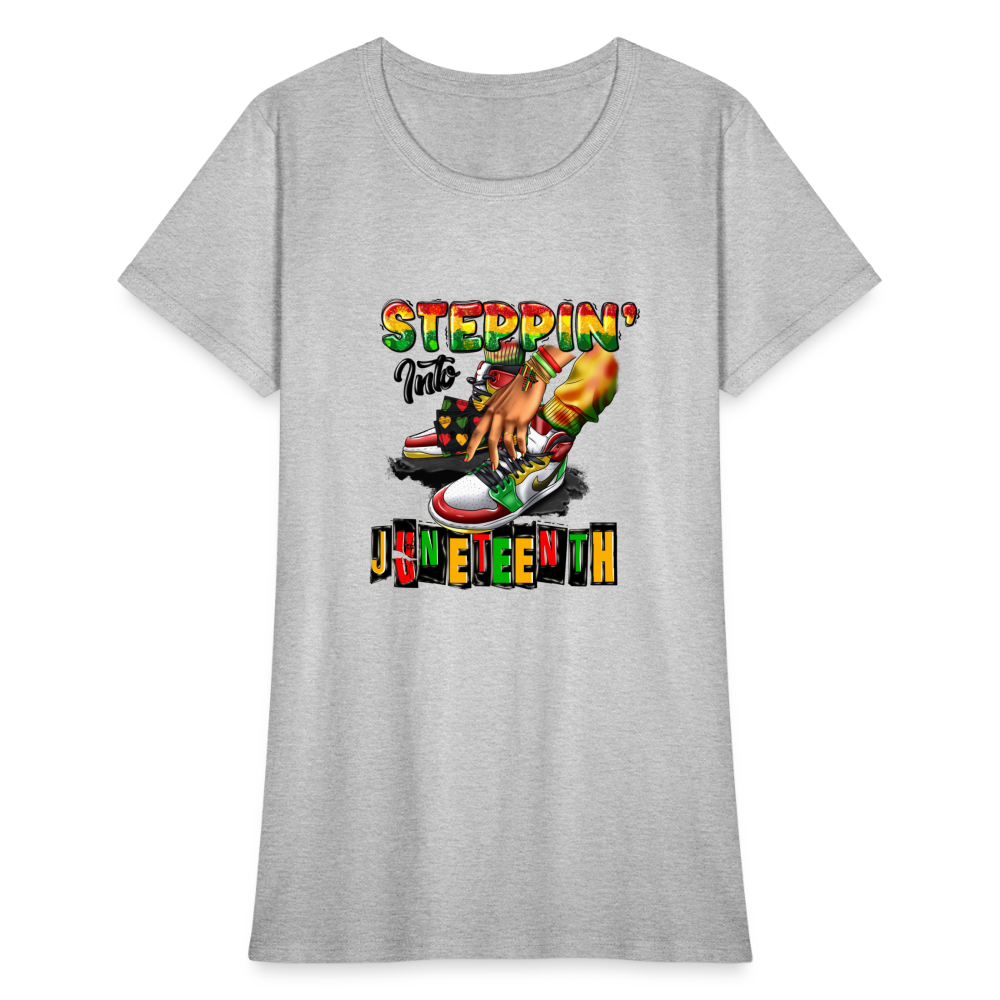 Stepping Into Juneteenth Ladies T-Shirt - heather gray