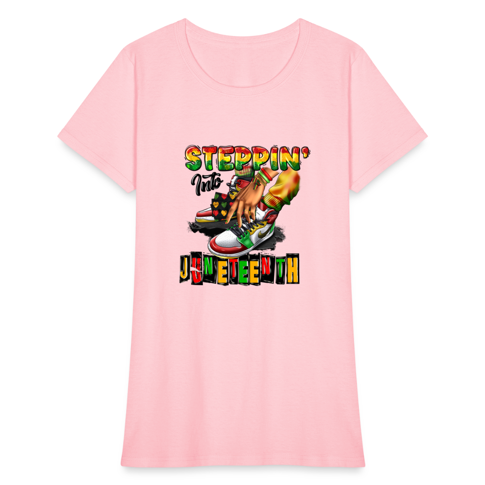 Stepping Into Juneteenth Ladies T-Shirt - pink
