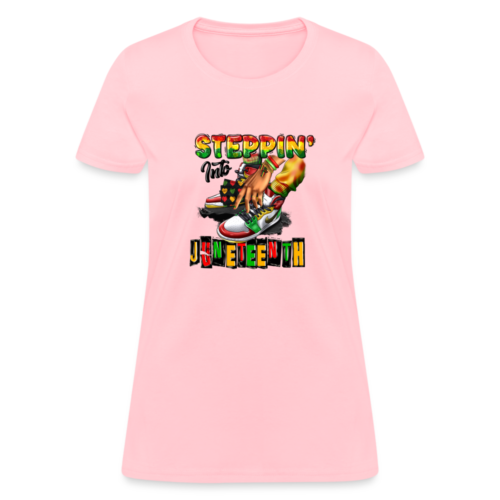 Stepping Into Juneteenth Ladies T-Shirt - pink