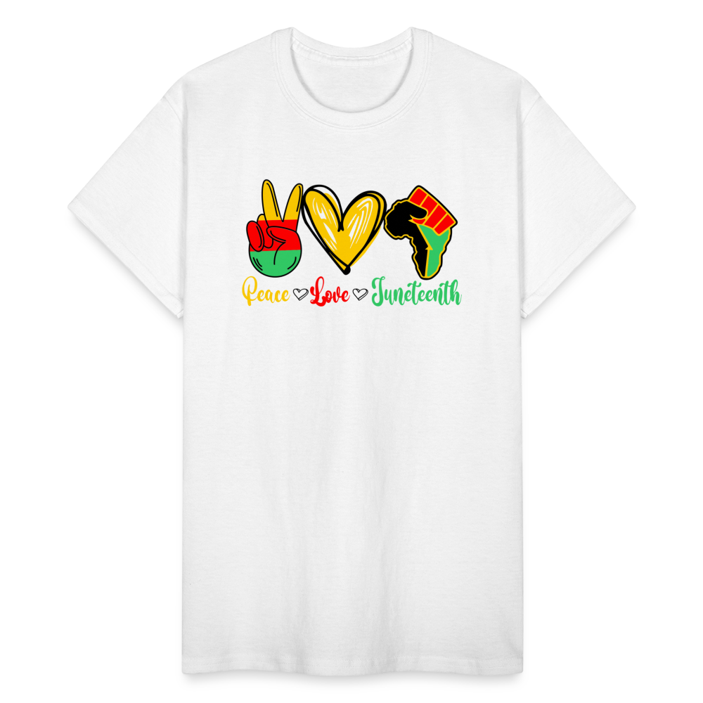 Peace Love Juneteenth Unisex T-Shirt - white