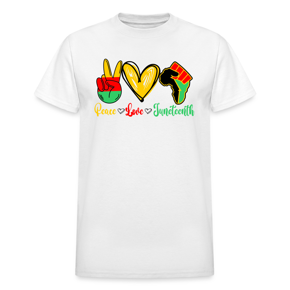 Peace Love Juneteenth Unisex T-Shirt - white