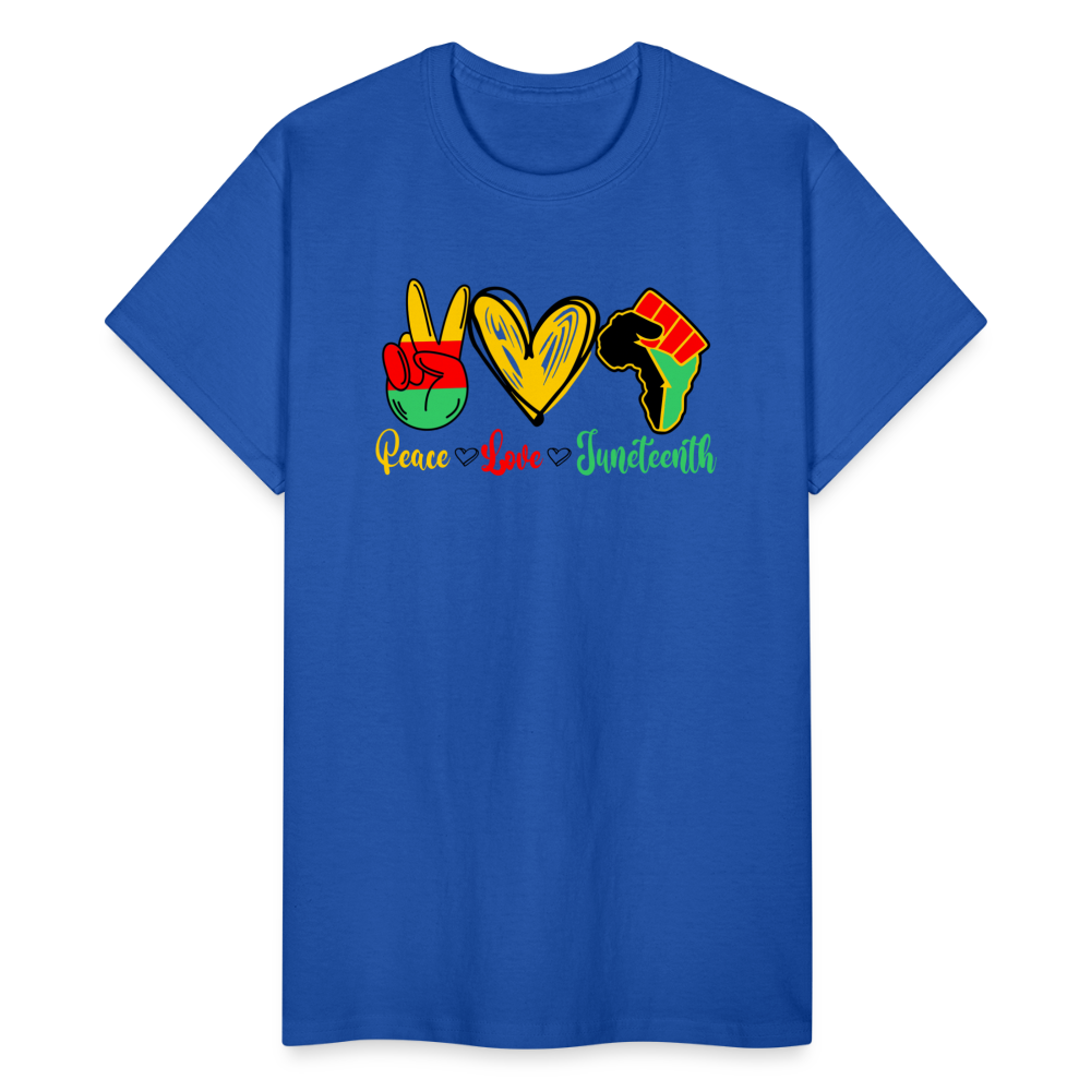 Peace Love Juneteenth Unisex T-Shirt - royal blue