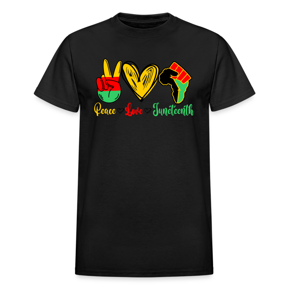 Peace Love Juneteenth Unisex T-Shirt - black