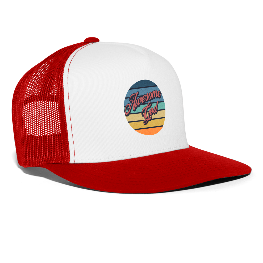 Awesome God Trucker Cap - white/red