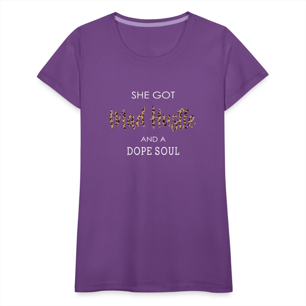 She Got Mad Hustle & A Dope Soul (Leopard Print) Women’s Premium T-Shirt - purple