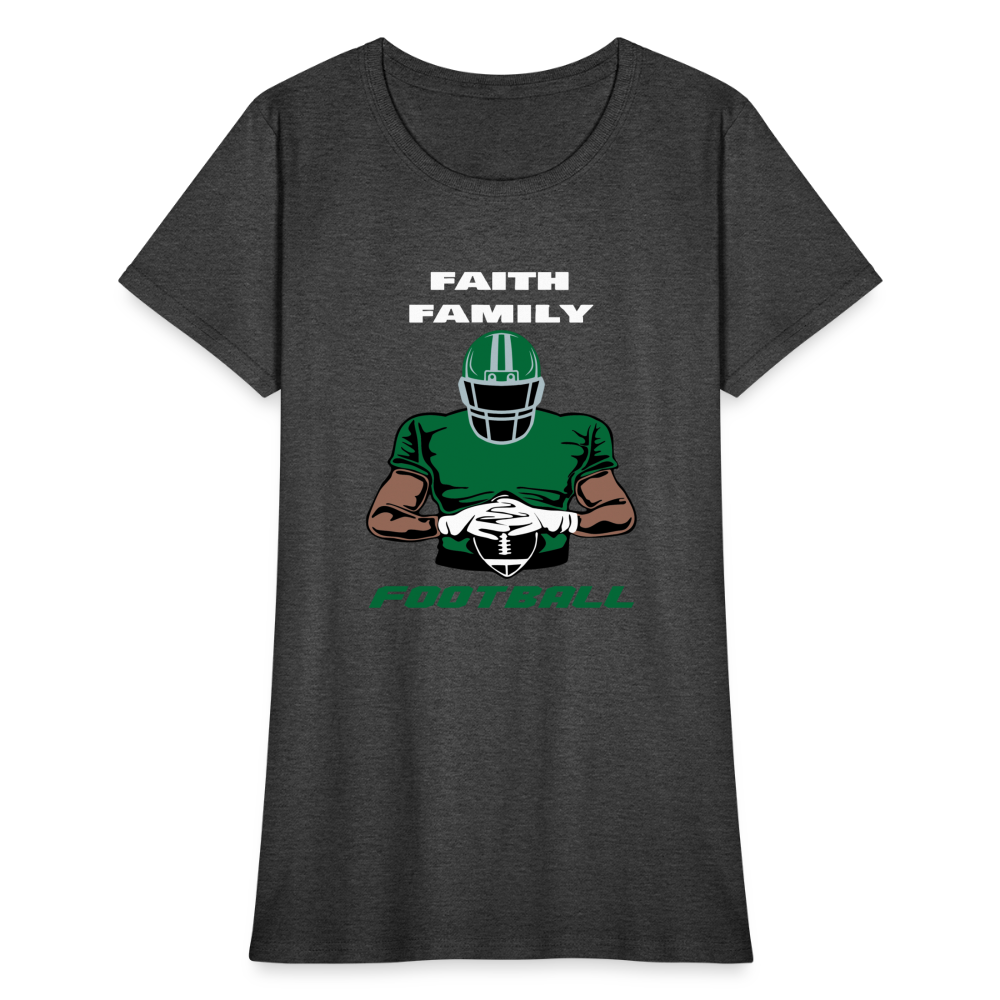 Faith Family & Football (Eagles) Women's T-Shirt - heather black