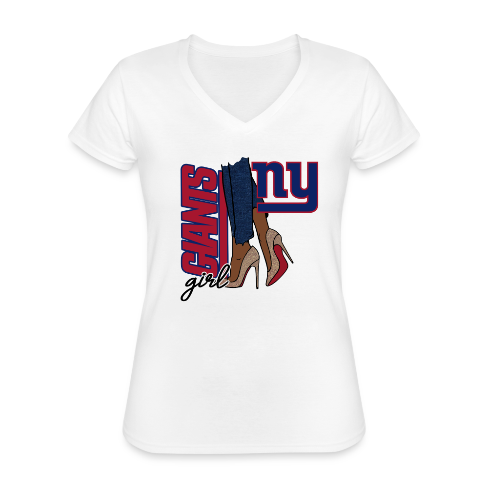 Giants Girl Shoe Game Women's V-Neck T-Shirt - white