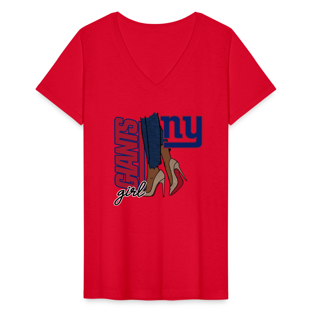 Giants Girl Shoe Game Women's V-Neck T-Shirt - red