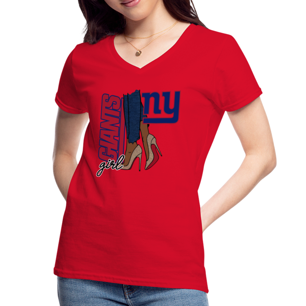 Giants Girl Shoe Game Women's V-Neck T-Shirt - red