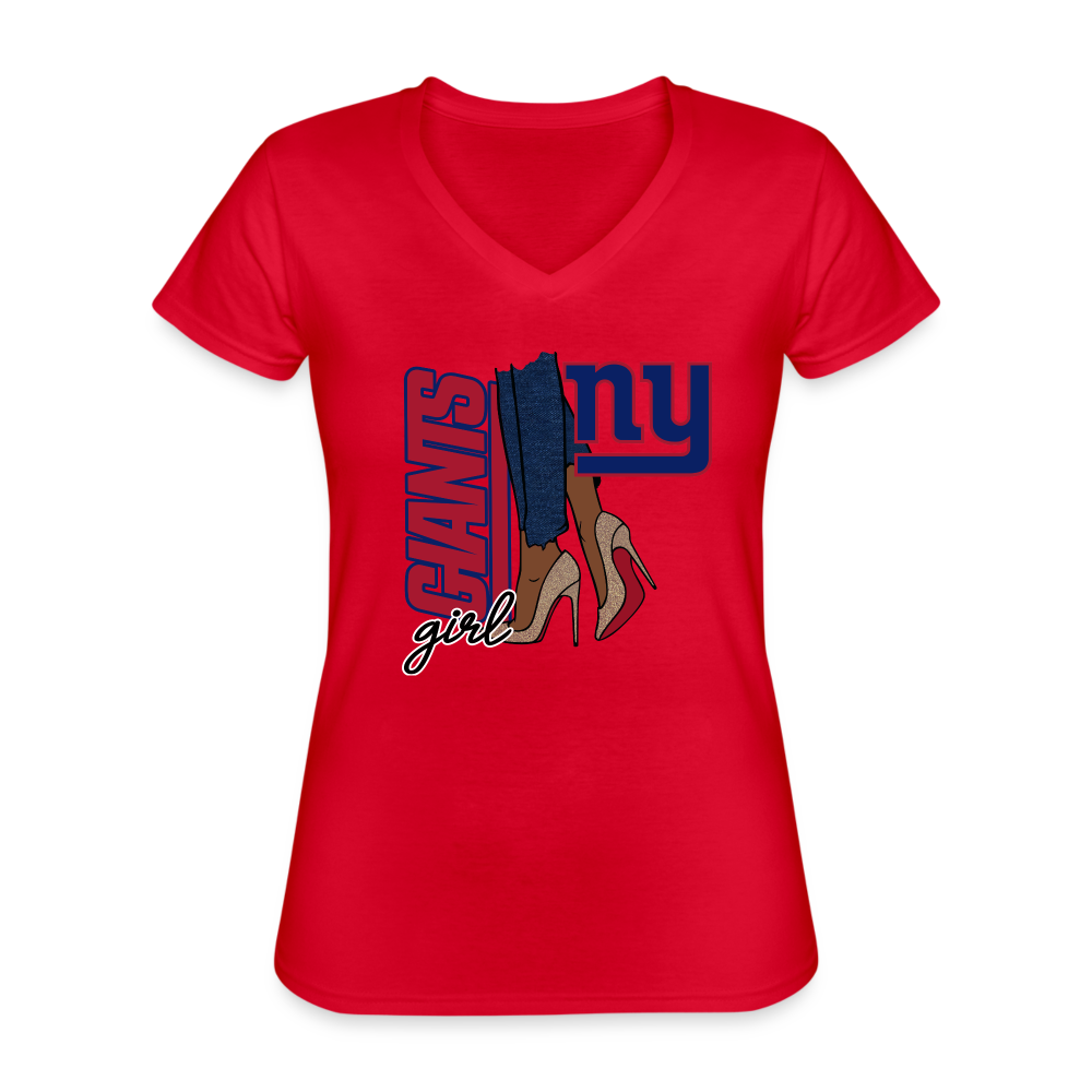 Giants Girl Shoe Game Women's V-Neck T-Shirt - red