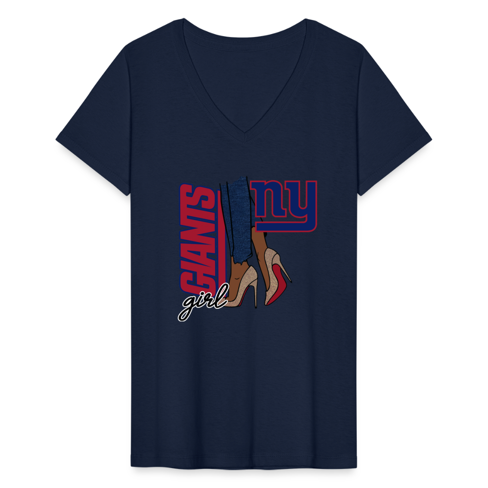 Giants Girl Shoe Game Women's V-Neck T-Shirt - navy