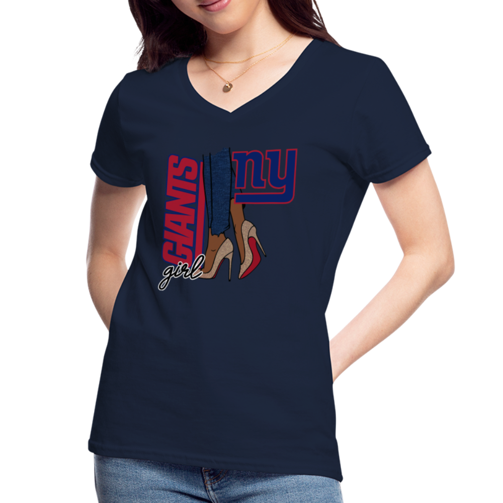 Giants Girl Shoe Game Women's V-Neck T-Shirt - navy