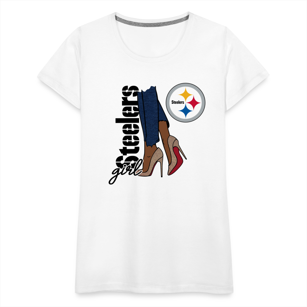 Steelers Girl Shoe Game Women’s Premium T-Shirt - white