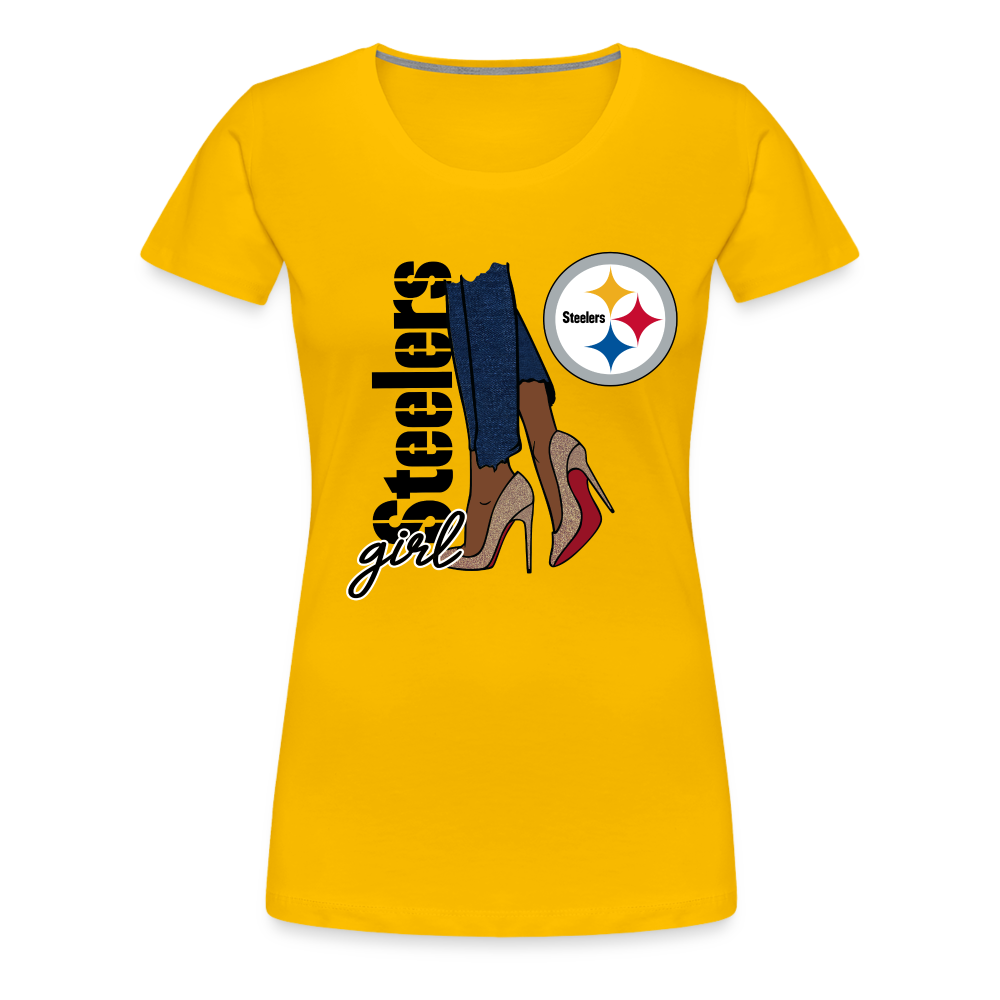 Steelers Girl Shoe Game Women’s Premium T-Shirt - sun yellow