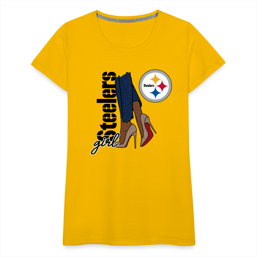 Steelers Girl Shoe Game Women’s Premium T-Shirt - sun yellow