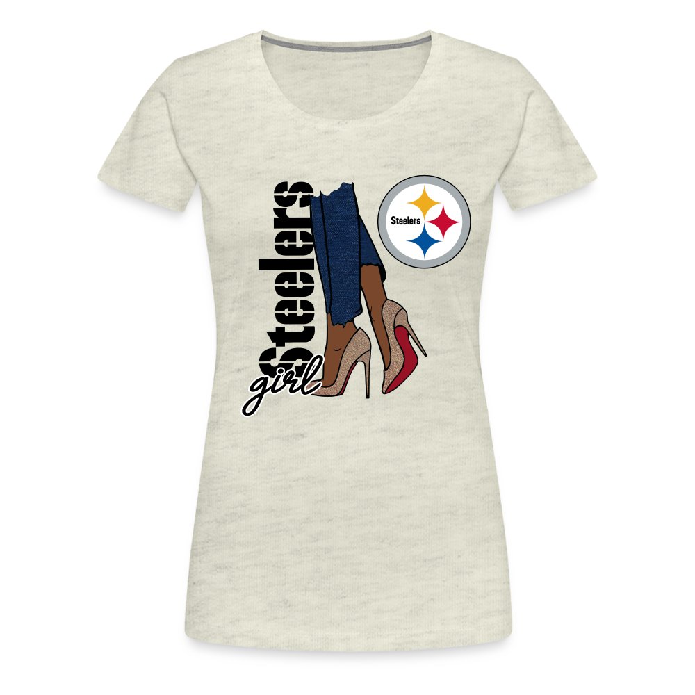 Steelers Girl Shoe Game Women’s Premium T-Shirt - heather oatmeal