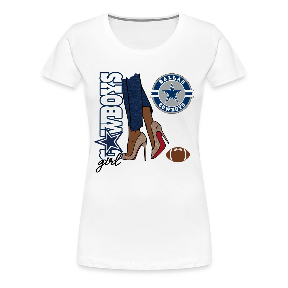 Cowboys Girl Shoe Game Women’s Premium T-Shirt - white