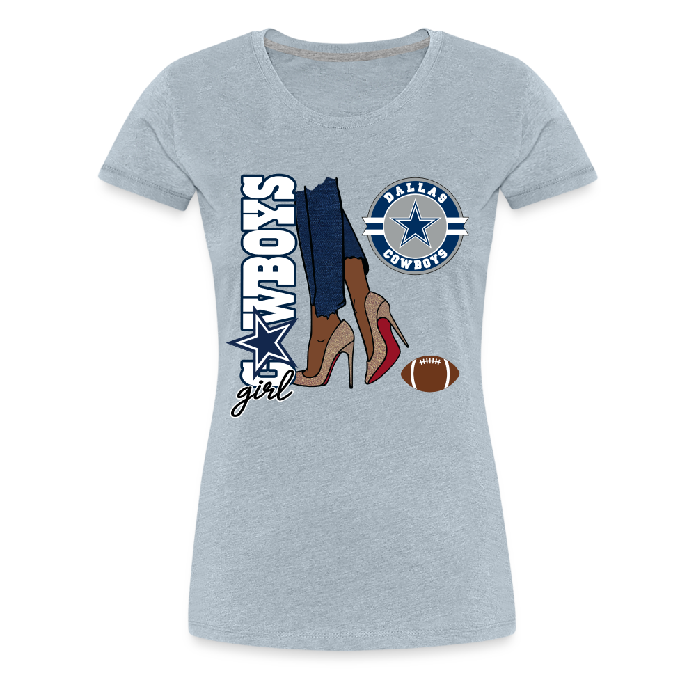 Cowboys Girl Shoe Game Women’s Premium T-Shirt - heather ice blue