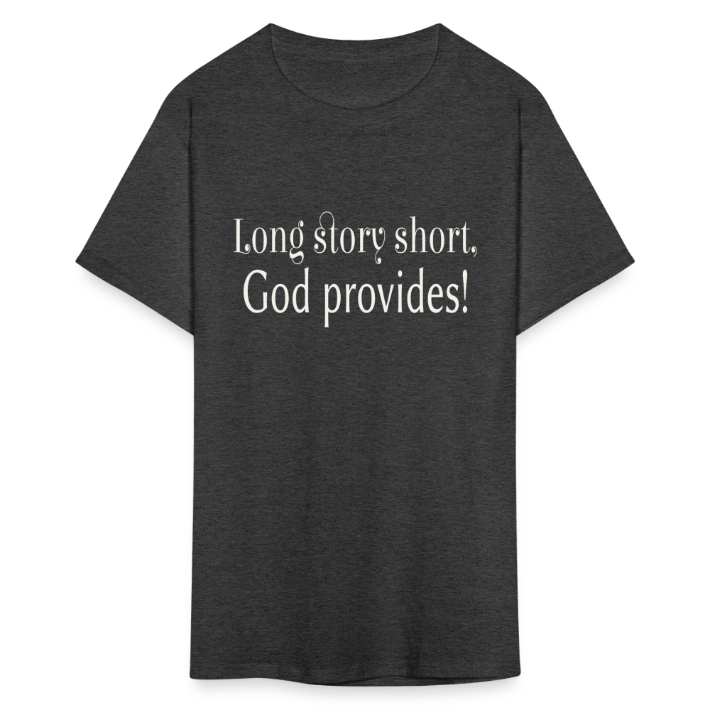 Long Story Short, God Provides Unisex T-Shirt - heather black
