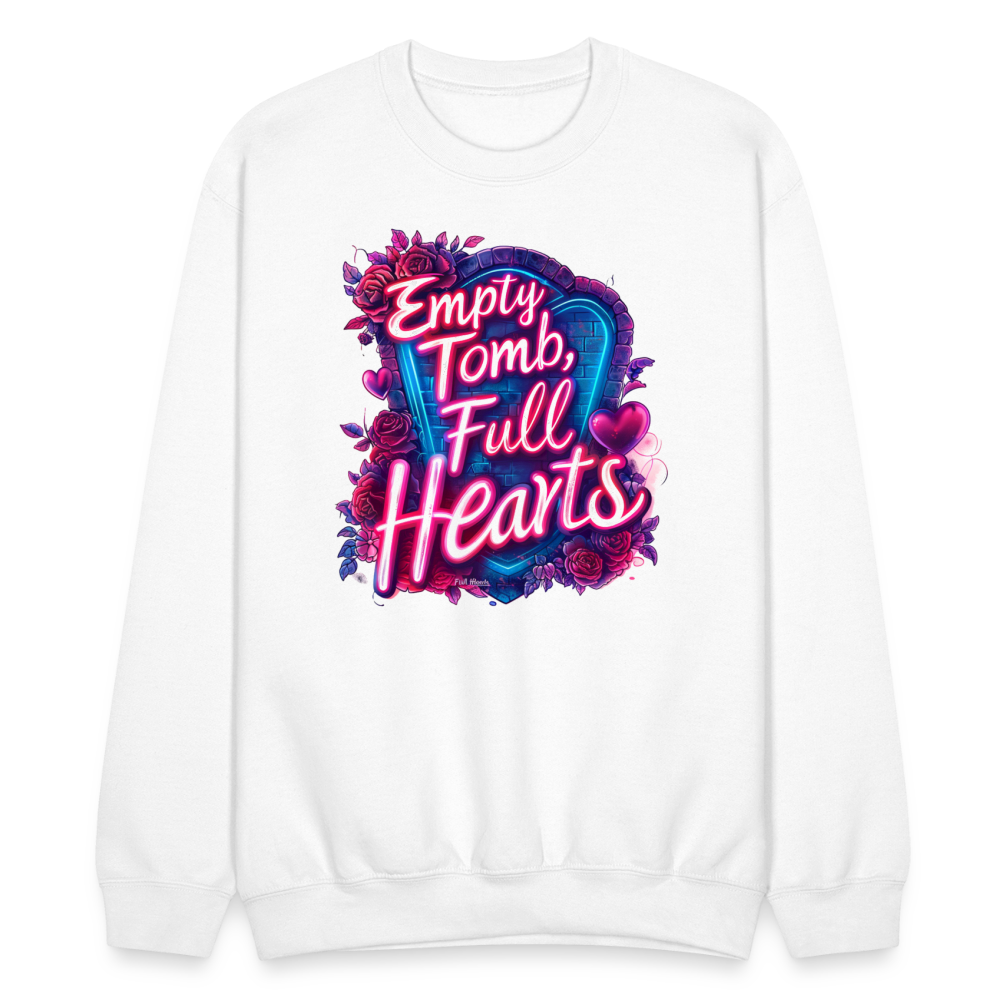 Empty Tomb, Full Hearts Crewneck Sweatshirt - white