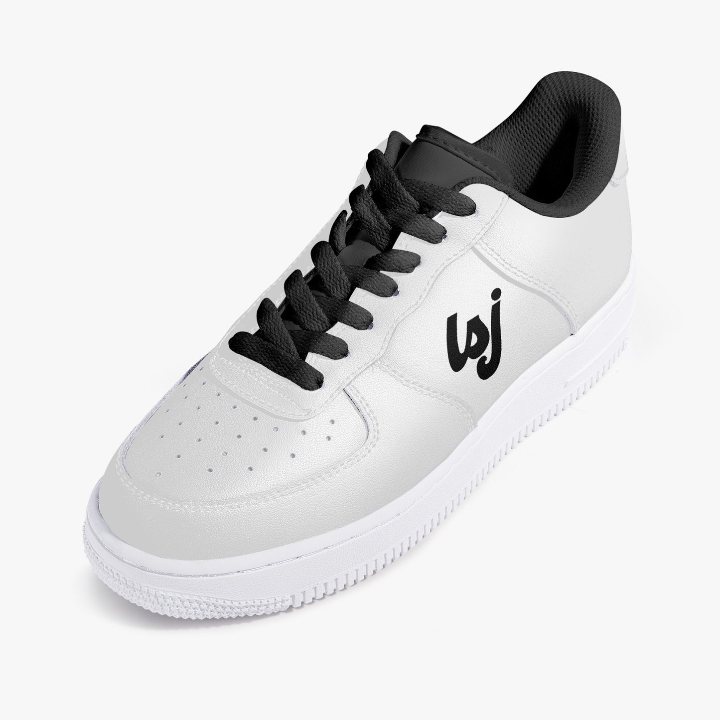 LSJ Basic White Low-Top Leather Sports Sneakers