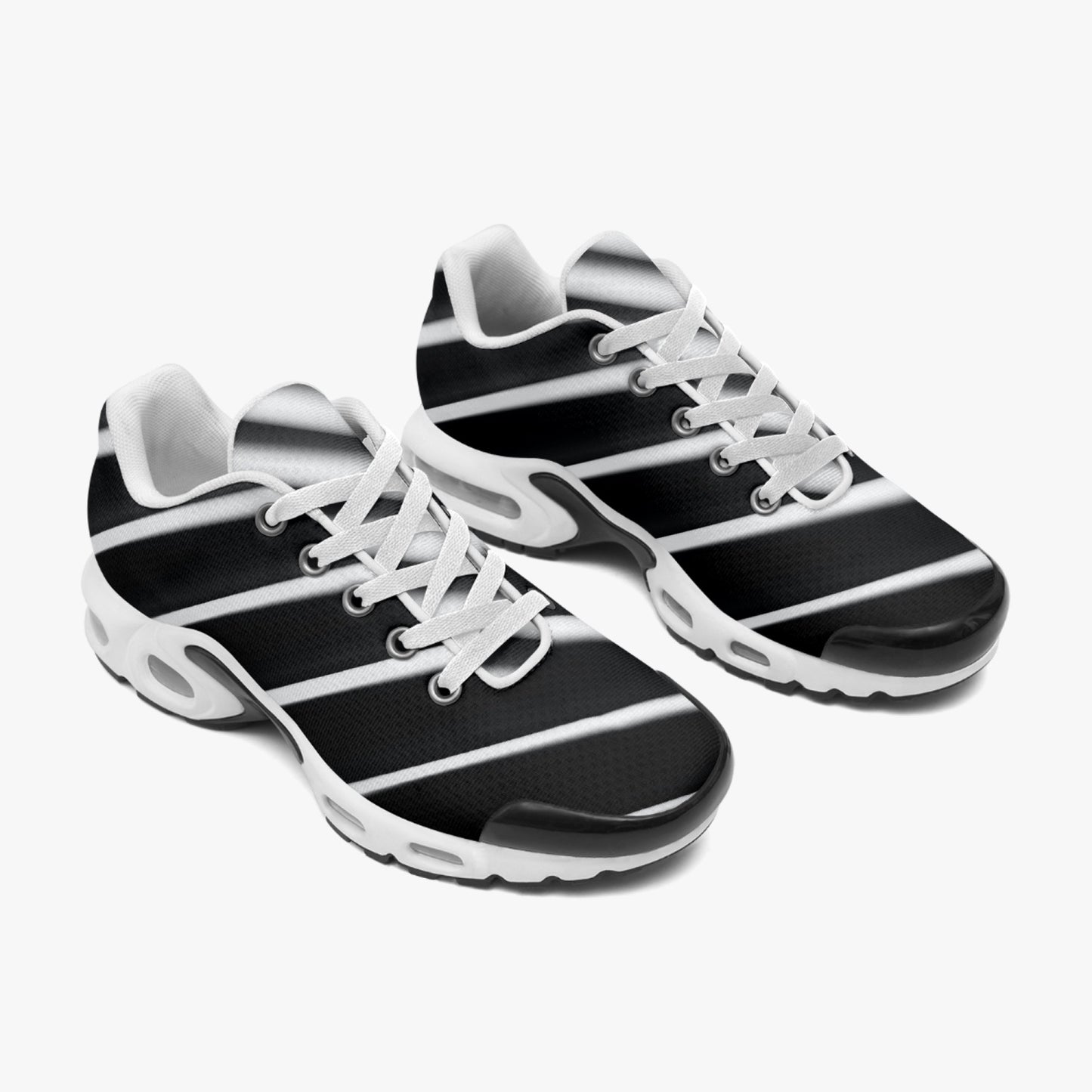 Black & White Striped Men's Bounce Mesh Knit Sneakers