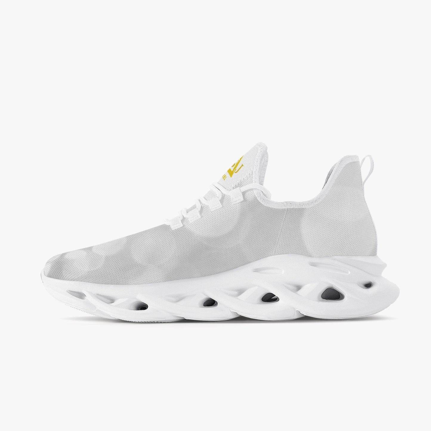 White/Silver Mesh Knit Sneakers