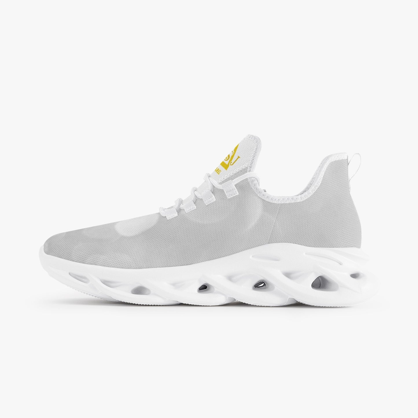 White/Silver Mesh Knit Sneakers