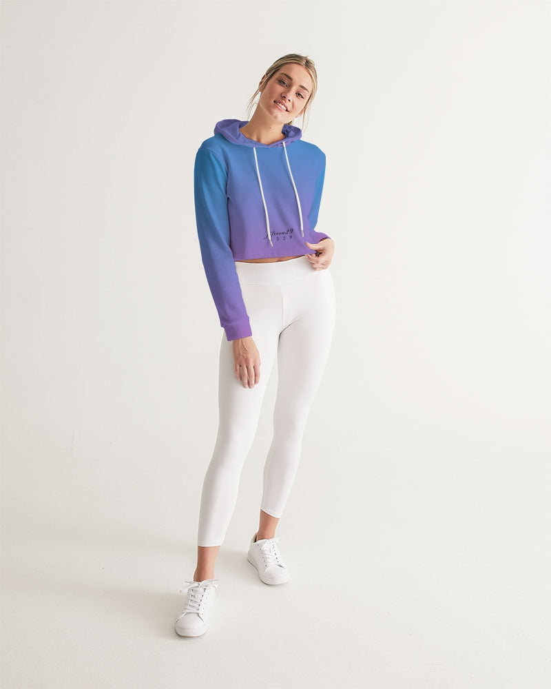 1529 Purple & Blue Women's Cropped Hoodie