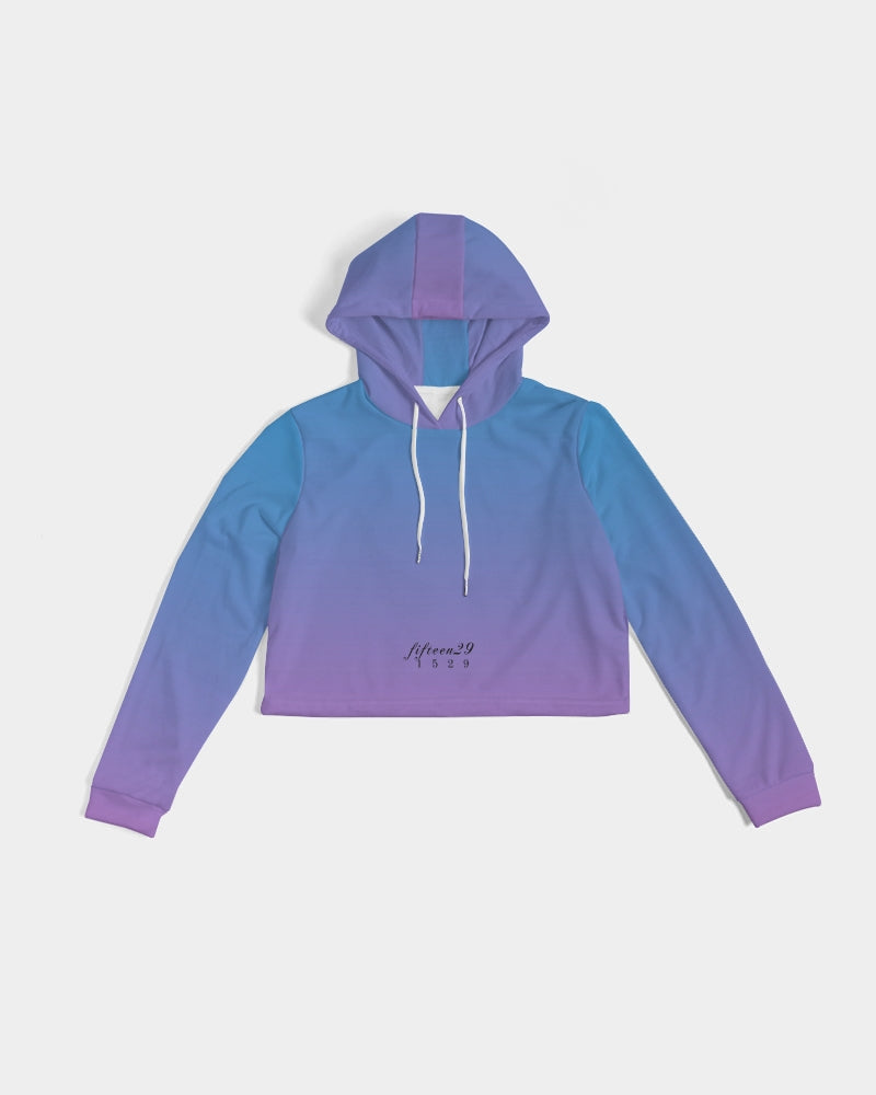 1529 Purple & Blue Women's Cropped Hoodie