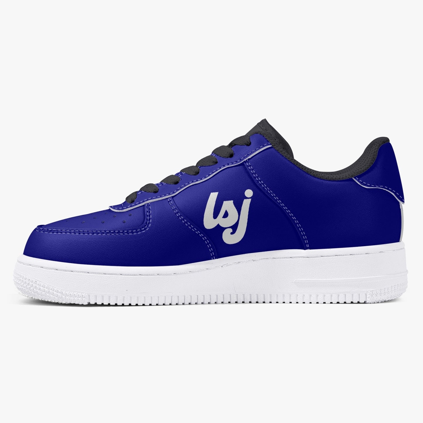 LSJ Navy Blue Low-Top Leather Sports Sneakers