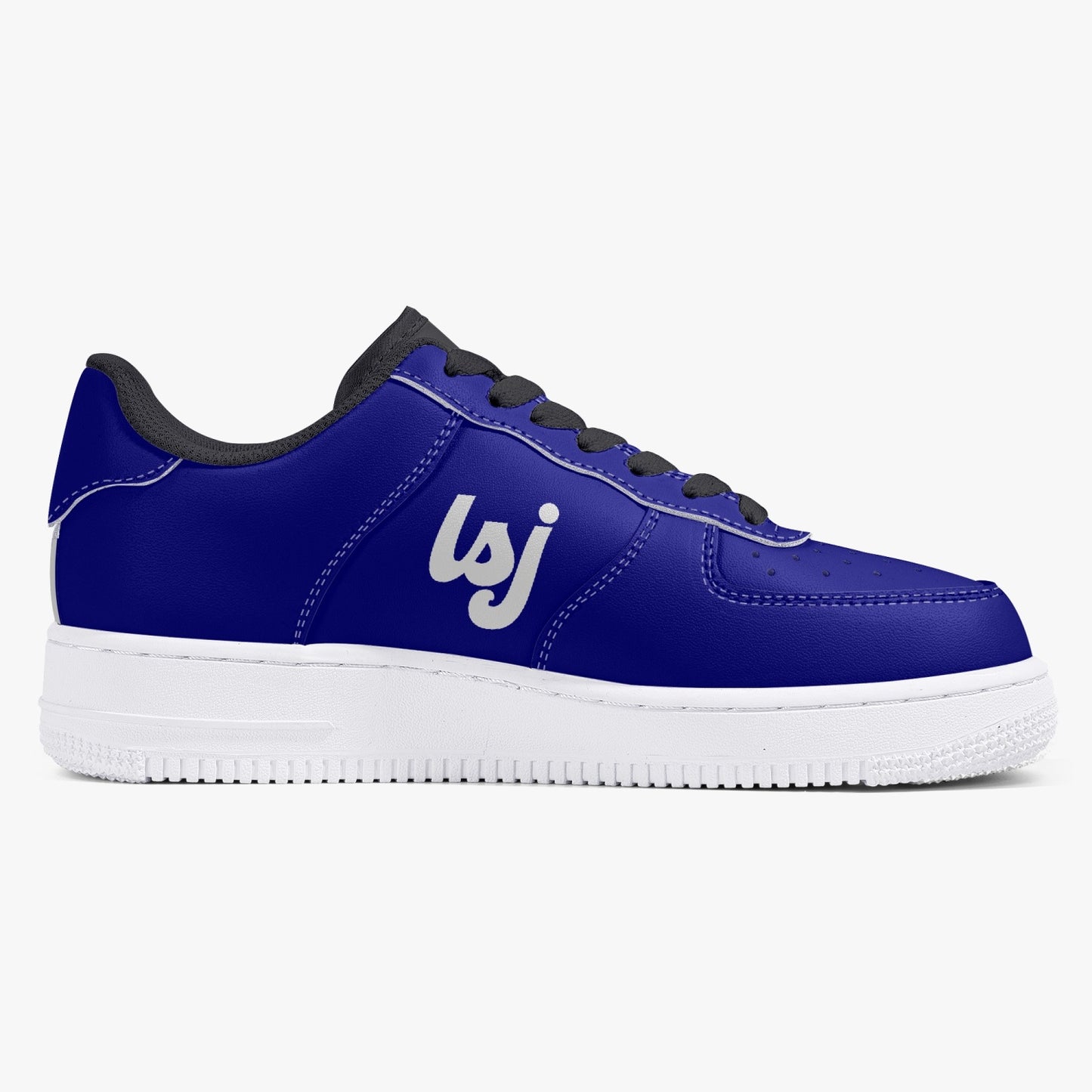 LSJ Navy Blue Low-Top Leather Sports Sneakers