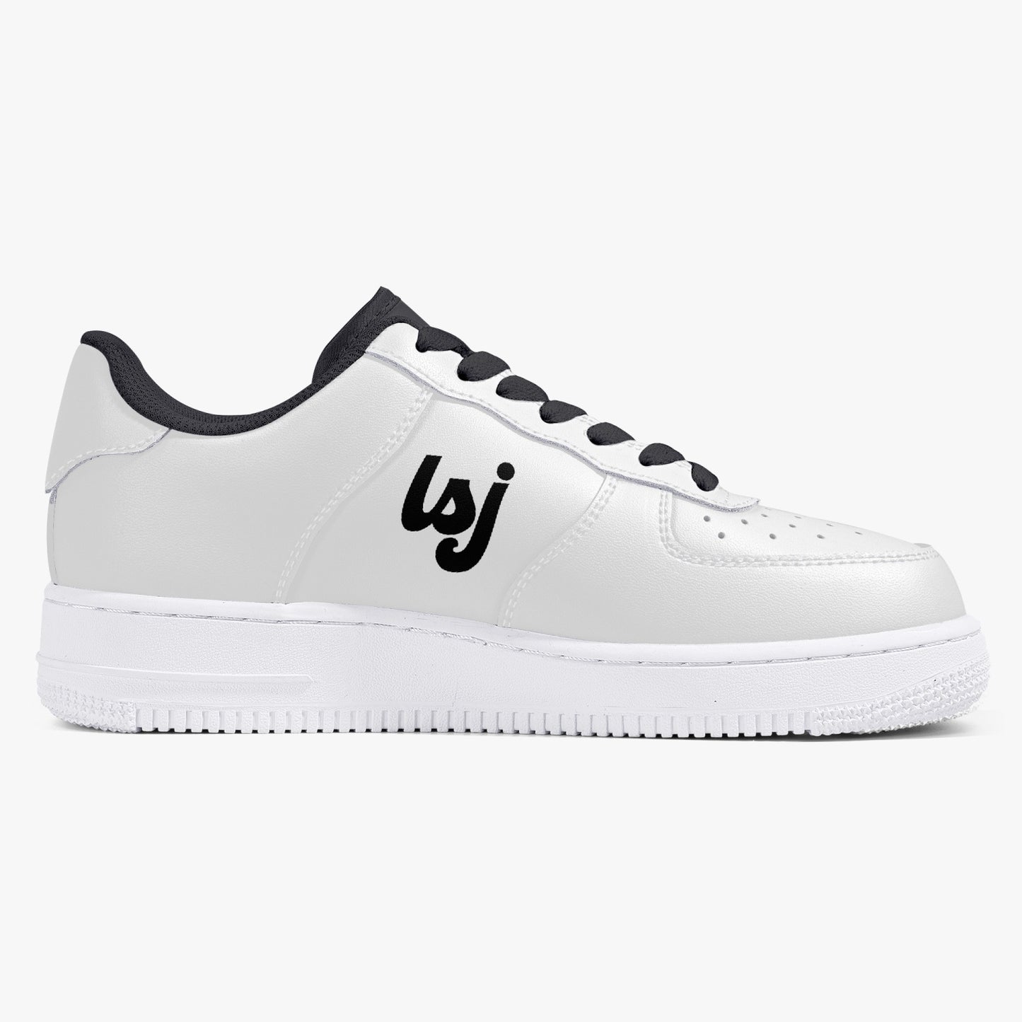 LSJ Basic White Low-Top Leather Sports Sneakers