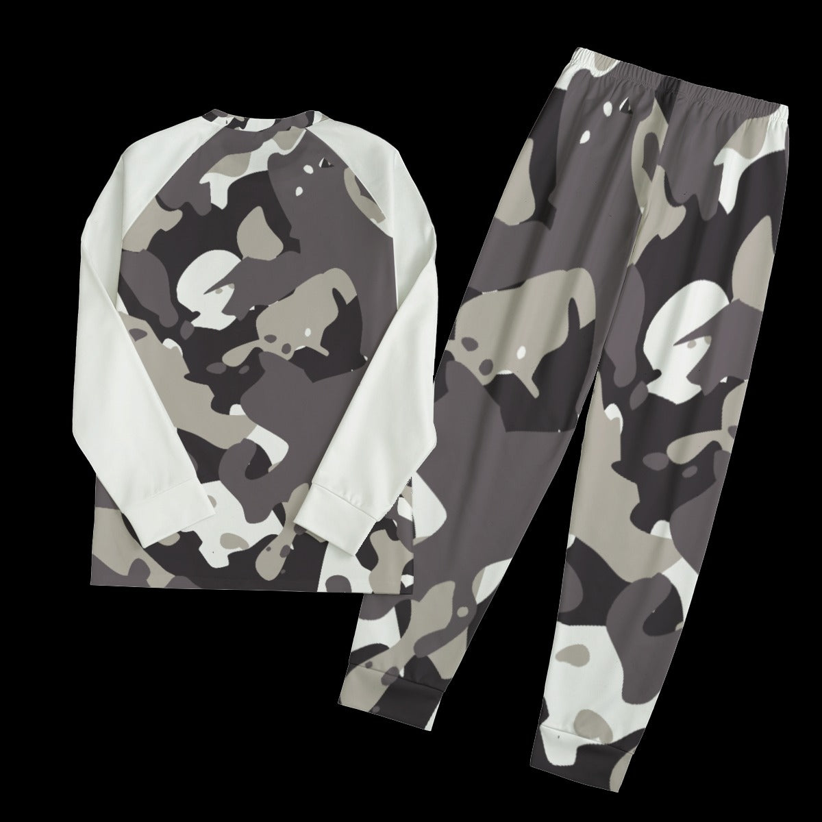 LSJ Black & White Camo Men's Crewneck Sweatsuit
