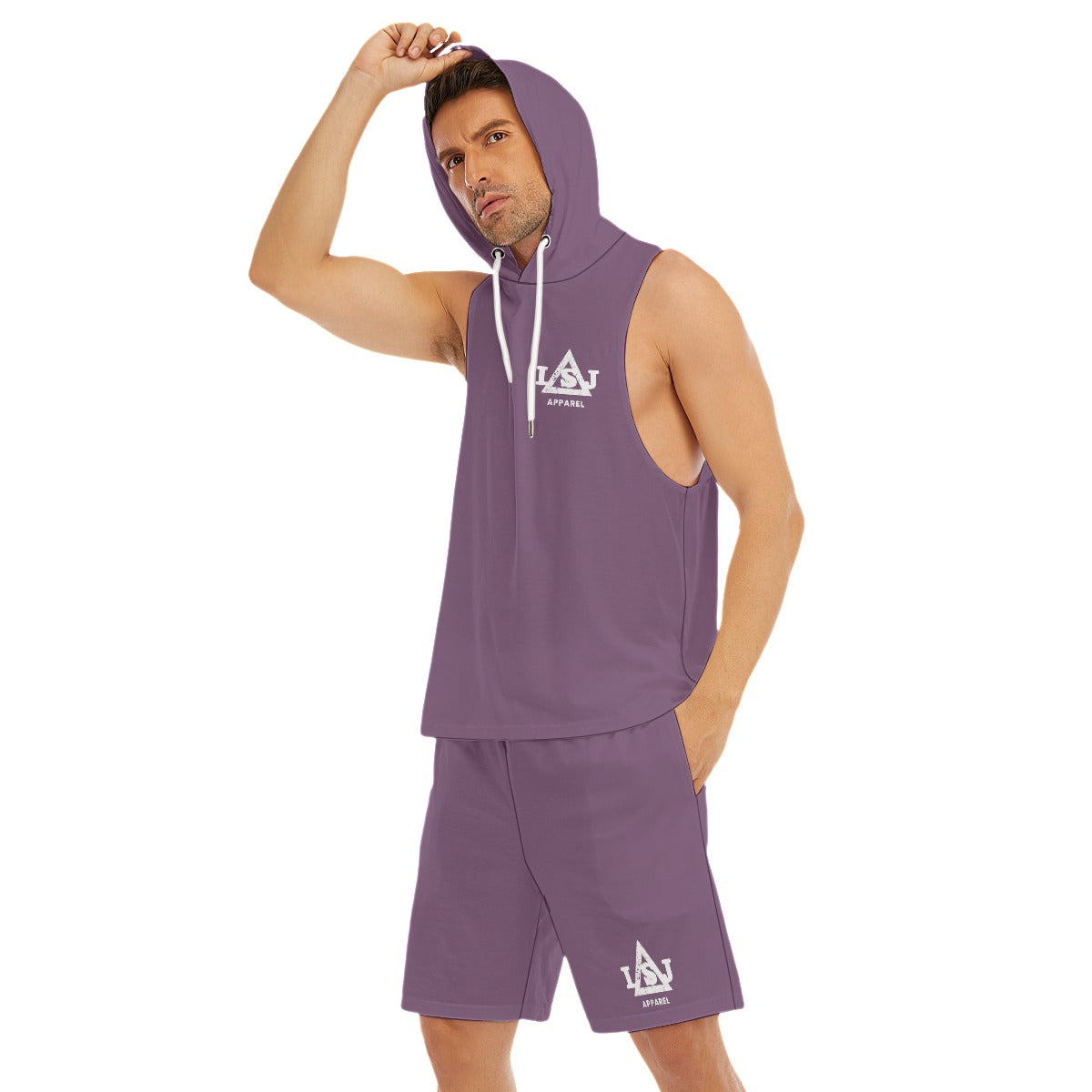 Blush Chill Men's Sleeveless Hoodie And Shorts Set